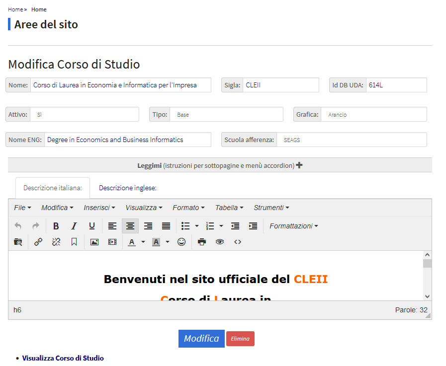 Modifica corso di studio